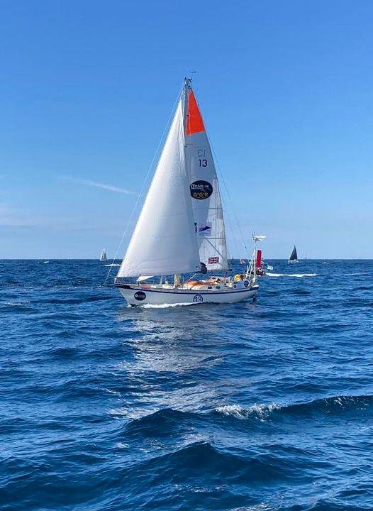 Guy Waites of Scarborough Yacht Club crosses start line in Golden Globe Race 2022 photo copyright SYC taken at Scarborough Yacht Club and featuring the Golden Globe Race class