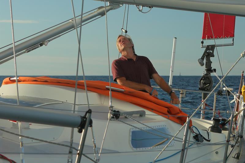 Leading the fleet since the exit of Biscay, Simon Curwen is first in the tradewinds and building back the lead he lost in the Doldrums - Golden Globe Race 2022 photo copyright Josh Marr taken at  and featuring the Golden Globe Race class