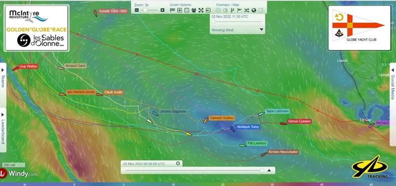 The weather conditions and opposite strategic choices promise a tight sprint to Cape Town! photo copyright YellowBrick / GGR2022 taken at  and featuring the Golden Globe Race class