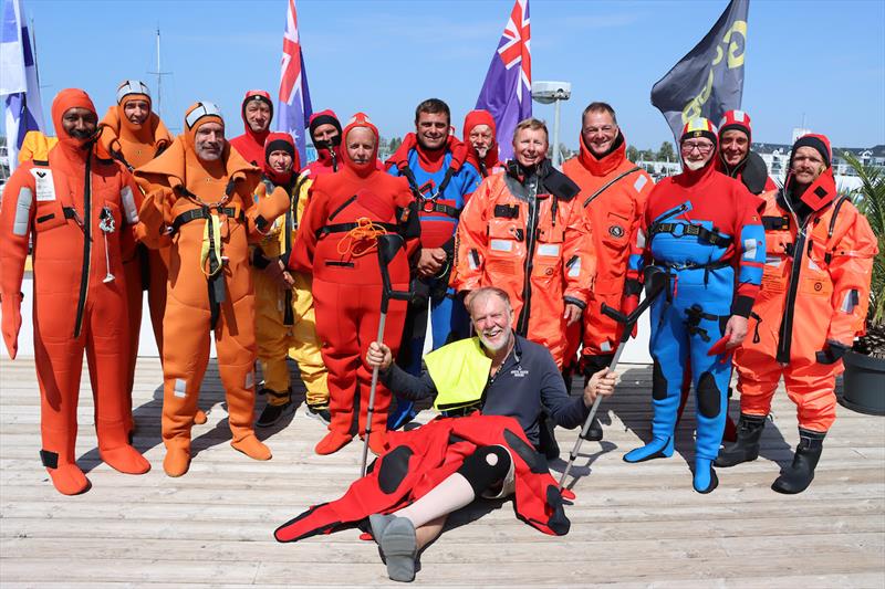 Tapio Lehtinen in his survival suit. All of the skippers underwent sea survival training before the race start photo copyright Nora Havel / GGR2022 taken at  and featuring the Golden Globe Race class