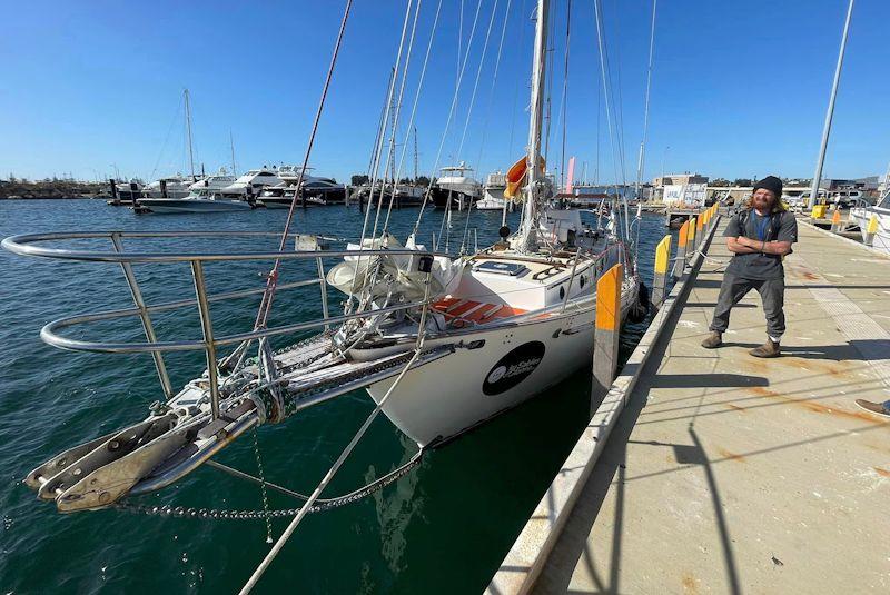 It's the end of the race for Elliott Smith, but what a life adventure for the young American - Golden Globe Race (January 2023) photo copyright Craig Evans / Fremantle Sailing Club taken at  and featuring the Golden Globe Race class