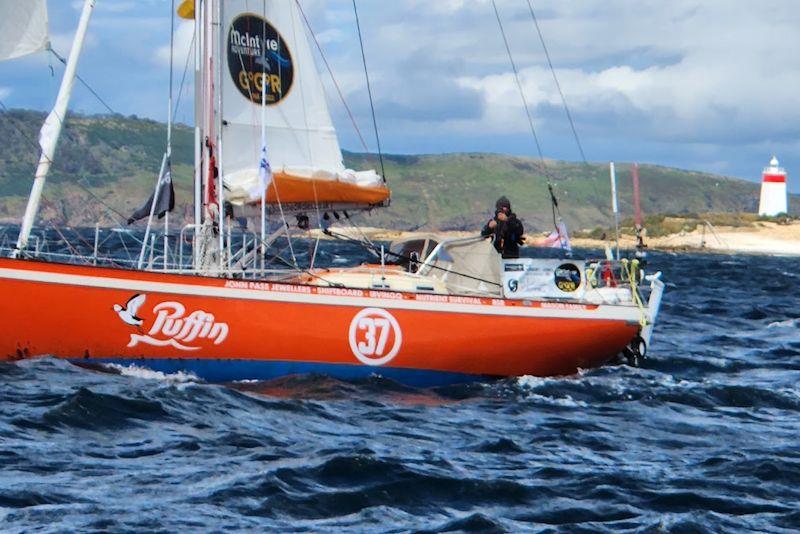 Ian Herbert Jones sails past Iron Pot, Hobart - Golden Globe Race (January 2023) - photo © Jackie Zanetti & Alex Papij (Rusalka) / GGR2022