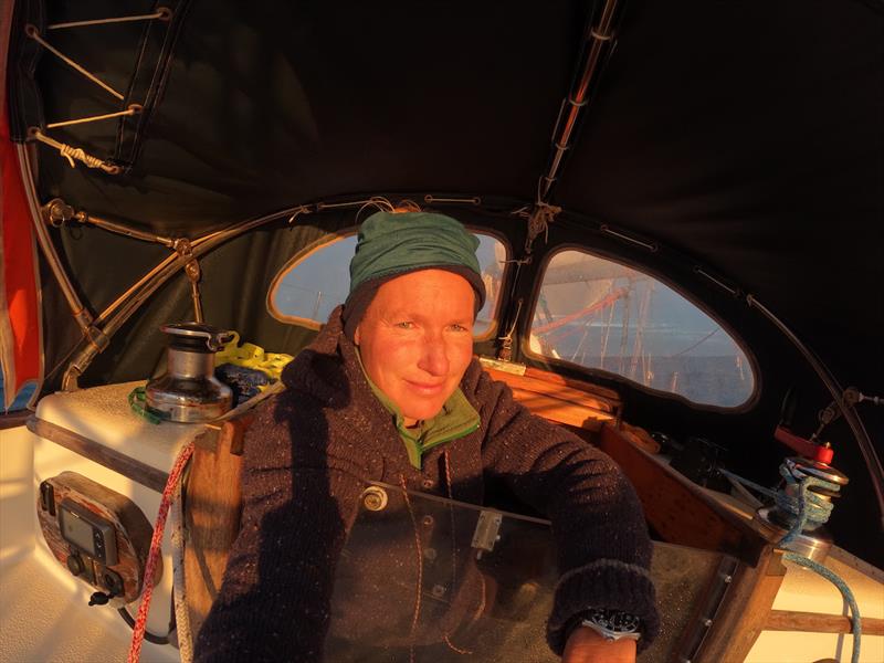 A devastated Kirsten Neuschäfer is waging war on new barnacles over 2/3 of Minnehaha's hull photo copyright Kirsten Neuschäfer / GGR2022 taken at  and featuring the Golden Globe Race class