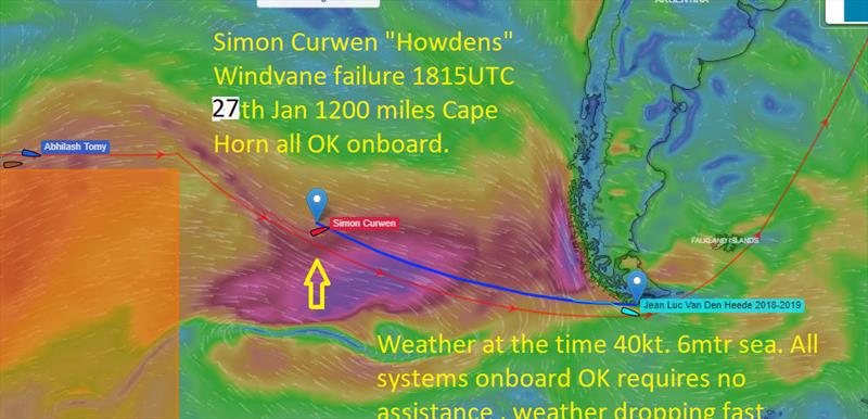 Simon Curwen's position in the Golden Globe Race photo copyright GGR2022 taken at  and featuring the Golden Globe Race class