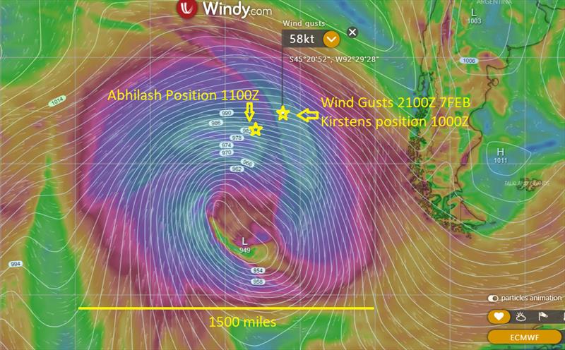 Large storm is pounding Abhilash and Kirsten right now 1100 miles NW of Cape Horn - photo © GGR