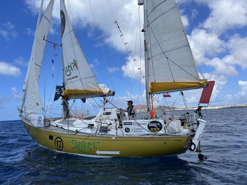 Michael Guggenberger (44) / Austria / Biscay 36 – “NURI” – Lanzarote Film Drop Gate photo copyright Aïda Valceanu/ GGR2022 taken at  and featuring the Golden Globe Race class