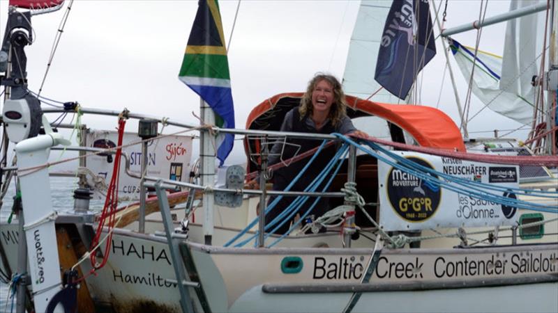 Kirsten Neuschäfer wins the Golden Globe Race after 235 days at sea photo copyright Ocean Globe Race taken at  and featuring the Golden Globe Race class