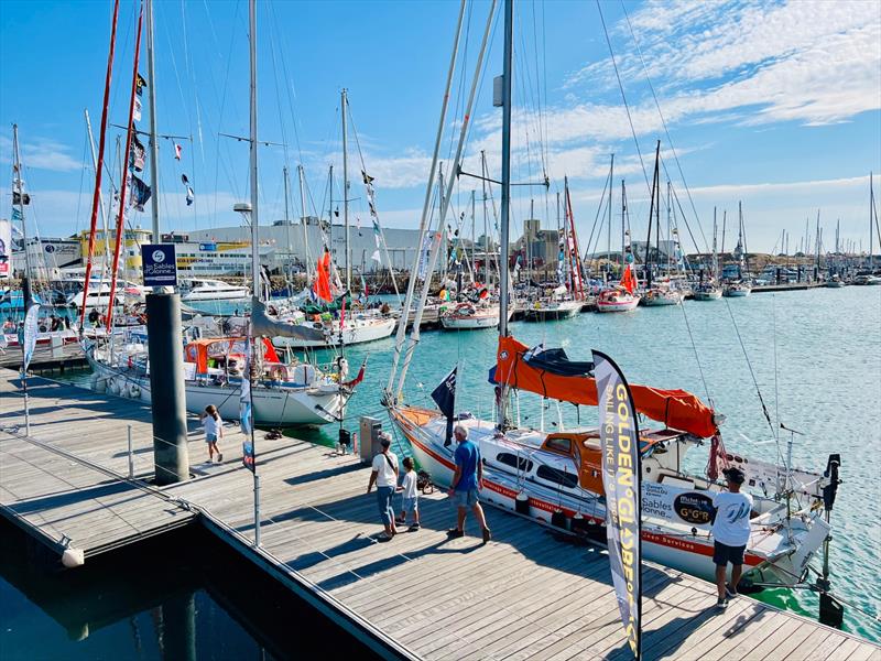 The GGR 2026 fleet fills the Vendée Globe Marina in Les Sables-d'Olonne as the final countdown begins. Boats are being prepared, provisions loaded and last-minute jobs completed before 16 skippers set out alone around the world - photo © Don McIntyre / GGR2026