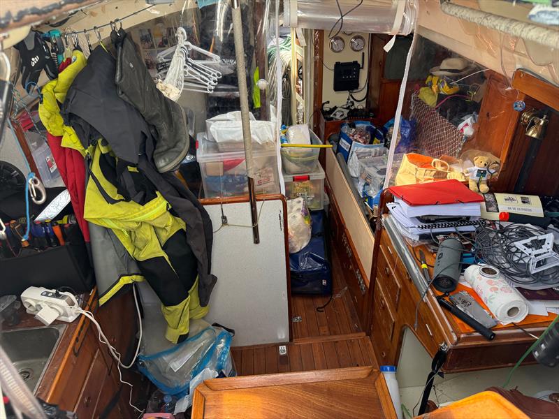 Just a few hours before the start of the GGR2026, two very different cabins tell the same story of four years of preparation coming down to the final frantic hours - Louis Kerdelhué's Biscay 36 IE Charge is still surrounded by gear and clothing - photo © Don McIntyre / GGR2026