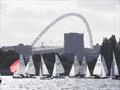 Upwind rounding with the Wembley Stadium in the background during the GP14 Victor Trophy at Welsh Harp © Luke Howard