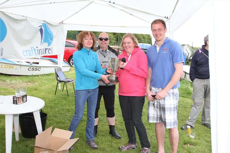Mark and Seonaid are with Paul O'Neill and Vice Commodore Dawn Kyne at the GP14 Scottish Area Championship at Castle Semple prize giving photo copyright Douglas Sommerville taken at Castle Semple Sailing Club and featuring the GP14 class
