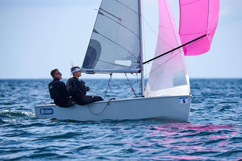 Winners of Race 6, John Hayes and Joel James during the GP14 Nationals at Looe photo copyright Richard Craig / www.SailPics.co.uk taken at Looe Sailing Club and featuring the GP14 class