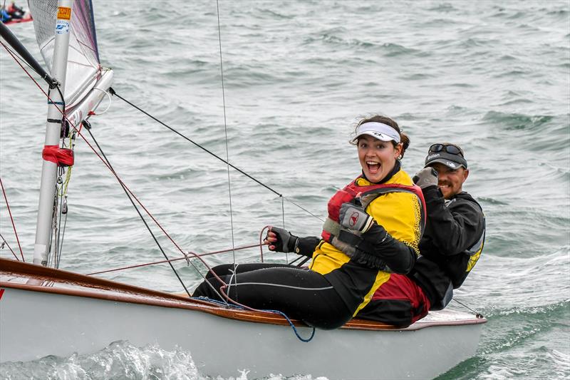 Sarah Davies and Justin Smith enjoying the choppy conditions on day 2 of the Gul GP14 Worlds at Mount's Bay photo copyright Lee Whitehead / www.photolounge.co.uk taken at  and featuring the GP14 class