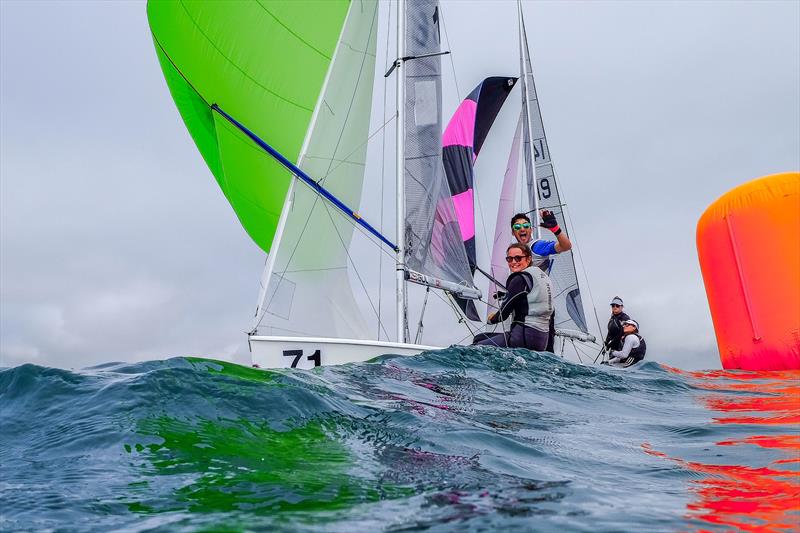 Richard Abendstern and Izzy Waterfall during the Gul GP14 Worlds at Mount's Bay photo copyright Lee Whitehead / www.photolounge.co.uk taken at  and featuring the GP14 class