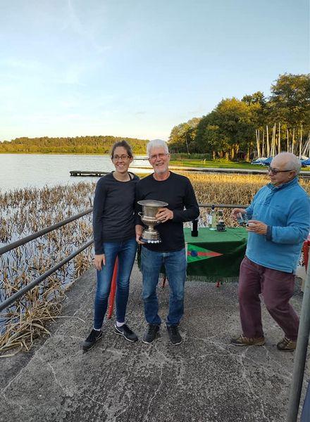 Stephen Cooper & Lucy Barrie win the GP14 Southern Travellers event at Frensham photo copyright Stuart Duckworth taken at Frensham Pond Sailing Club and featuring the GP14 class