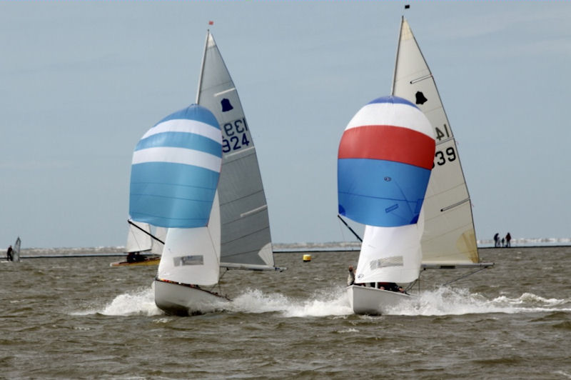 Winner Peter Jacques (right) and Neil Platt (second overall) during the GP14 open at West Kirby photo copyright Rob Fraser taken at West Kirby Sailing Club and featuring the GP14 class