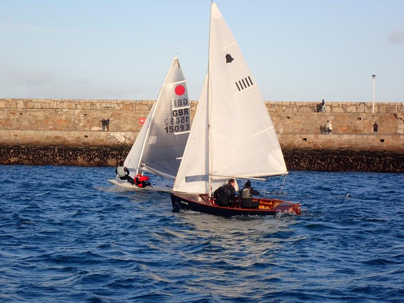 Barry McCartin & Conor Kinsella (FB 15093) to leeward of Ciara Mulvey & Peter Murphy (GP14 11111) as Dun Laoghaire Frostbite Series 2 gets underway - photo © Cormac Bradley