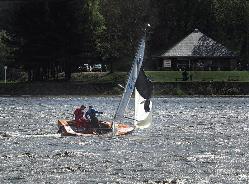 The Telfords save a capsize during the Hollingworth Lake GP14 Open photo copyright Sandra Walker taken at Hollingworth Lake Sailing Club and featuring the GP14 class
