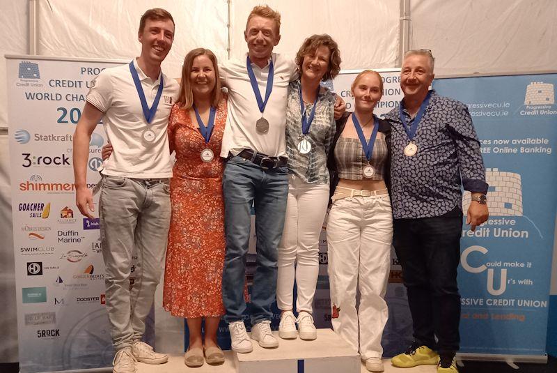 Worls Sailing Mixed Crews podium - Progressive Credit Union GP14 Worlds 2022 day 6 photo copyright SSC taken at Skerries Sailing Club and featuring the GP14 class