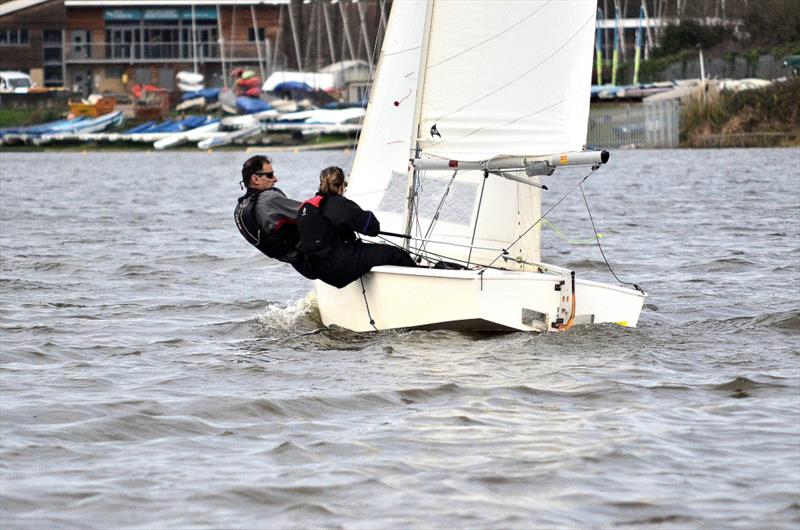 Sue Tomkins & Yossi Shahar (GP14 13811) during the Wembley Sailing Club Wassail Cup 2023 photo copyright Marc Heritier taken at Wembley Sailing Club and featuring the GP14 class