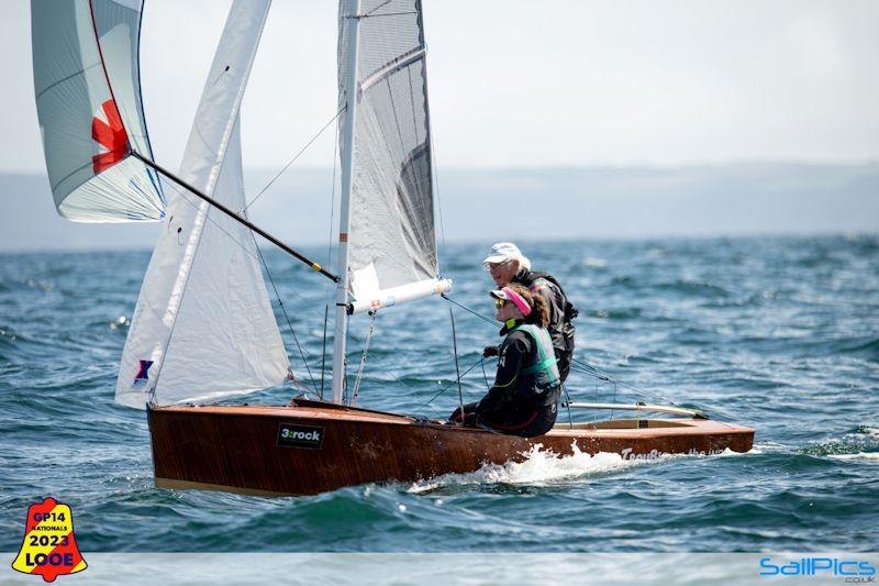 Curly Morris and Meg Tyrrell - GP14 Nationals 2023 at Looe photo copyright Richard Craig / www.SailPics.co.uk taken at Looe Sailing Club and featuring the GP14 class