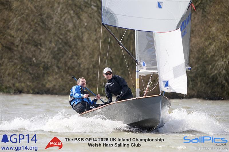 The satisfied smiles say it all, Matt and Chris closing on overall victory in the P&B GP14 2026 UK Inland Championship - photo © Richard Craig / www.SailPics.co.uk