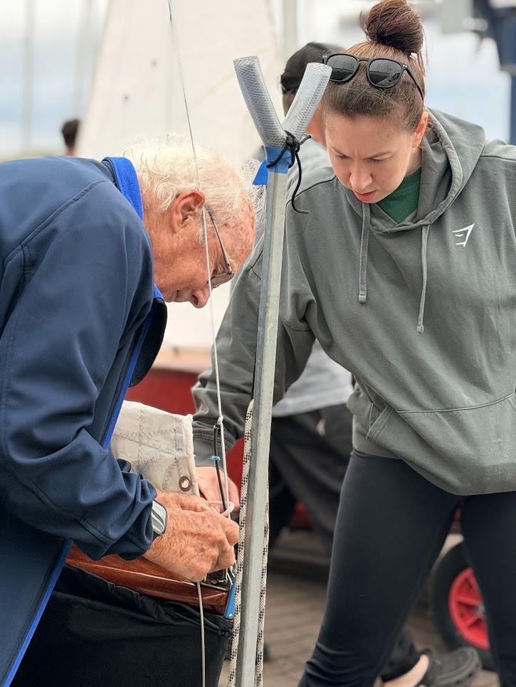 Curly and Leah prepare - GP14 Leinster Championship at Howth photo copyright Karolina Kernan taken at Howth Yacht Club and featuring the GP14 class