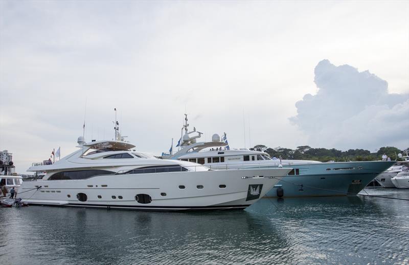 Plenty of muscle at the Singapore Yacht Show 2018 photo copyright Guy Nowell taken at ONE15 Marina Club and featuring the  class