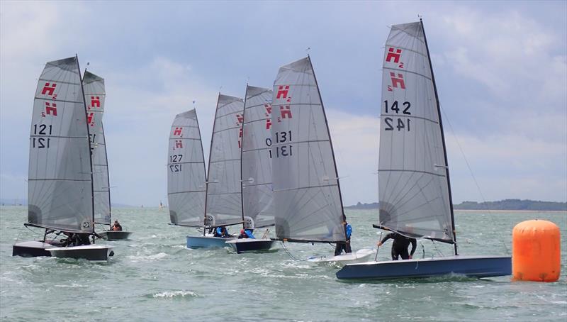 Close encounters at the gybe mark during the Hadron H2 Solent Trophy at Warsash photo copyright Keith Callaghan taken at Warsash Sailing Club and featuring the Hadron H2 class