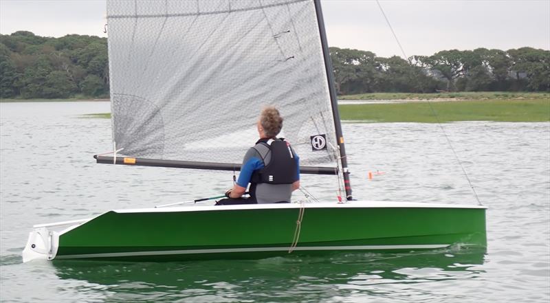 Mark Wippell and his eye-catching green H2 during the Hadron H2 Open at Itchenor photo copyright Keith Callaghan taken at Itchenor Sailing Club and featuring the Hadron H2 class