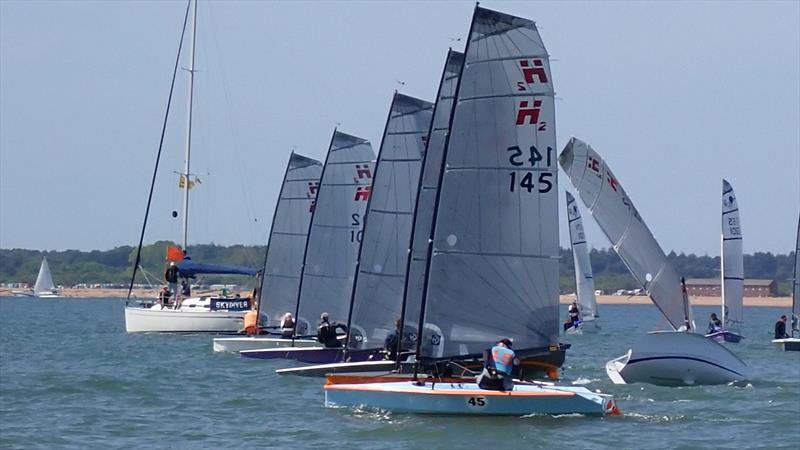 Start Race 5: Ian Dawson is squeezed out of the line, with unfortunate consequences at the Hadron H2 Solent Trophy 2022 at Warsash photo copyright Keith Callaghan taken at Warsash Sailing Club and featuring the Hadron H2 class