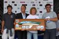 Francis Marshall (r) and his crew celebrate winning the Half Ton Spirit Trophy during the Half Ton Classics Cup at Sport Nautique Saint-Quay-Portrieux © Fiona Brown / www.fionabrown.com