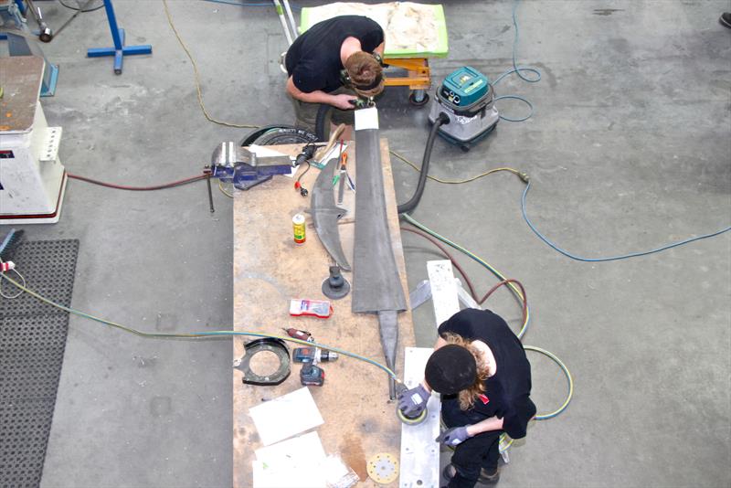 SuperFoiler rudders being assembled, November 30, 2017 photo copyright Richard Gladwell taken at  and featuring the  class