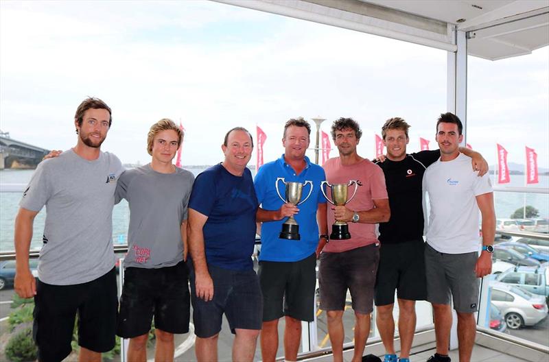 2018 Harken Young 88 National Championship -  L-R  Matt Kempers, Sean Paterson, Hugh Gallaher, Zane Gifford, Steve Broadbent, Stewart Dodson, Will Tiller photo copyright Royal New Zealand Yacht Squadron taken at Royal New Zealand Yacht Squadron and featuring the  class