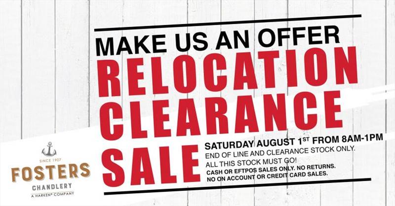 Harken NZ relocation sale - photo © Harken NZ / Fosters Ship Chandlery