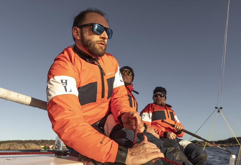 Hans Eckerström helming his J/70 during the Henri-Lloyd Frostbite Challenge in Marstrand, Sweden photo copyright Dan Ljungsvik taken at Marstrands Segelsällskap and featuring the  class