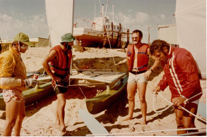 Phil, Phil Smyth, Mal McKercher, Robbie Binnedell in 1980 - all among the best in Australia photo copyright H14 class taken at Nedlands Yacht Club and featuring the Hobie 14 class