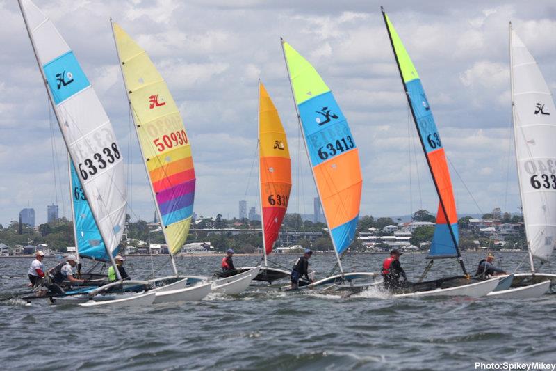 51st Australian Hobie Cat National Championships photo copyright Spikey Mikey / RQTV taken at Royal Queensland Yacht Squadron and featuring the Hobie 14 class