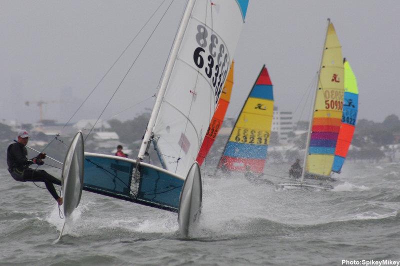 51st Australian Hobie Cat National Championships photo copyright Spikey Mikey / RQTV taken at Royal Queensland Yacht Squadron and featuring the Hobie 14 class