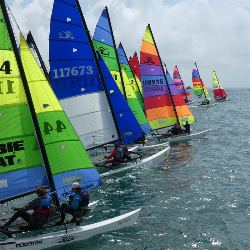 Hobie 16 start during the Savills Channel Islands Hobie Cat Championships photo copyright Elaine Burgis taken at Royal Channel Islands Yacht Club and featuring the Hobie 16 class