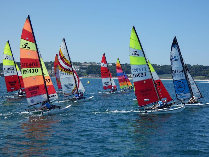 Hobie 16 start at the Channel Islands Hobie Cat Championships 2018 photo copyright Elaine Burgis taken at Royal Channel Islands Yacht Club and featuring the Hobie 16 class
