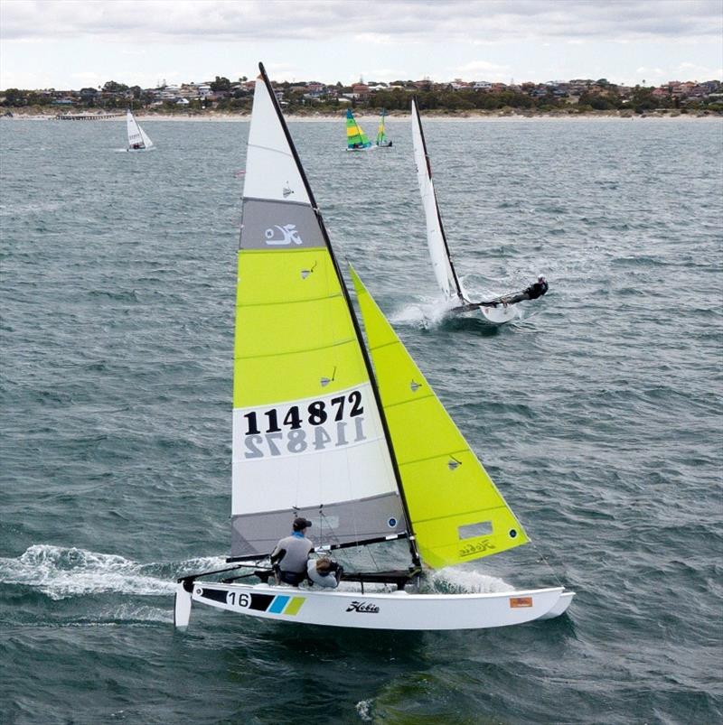 114872 Darren and Claire - 2019-20 Australian Hobie Cat Nationals day 2 photo copyright SailsOnSwan taken at Jervoise Bay Sailing Club and featuring the Hobie 16 class