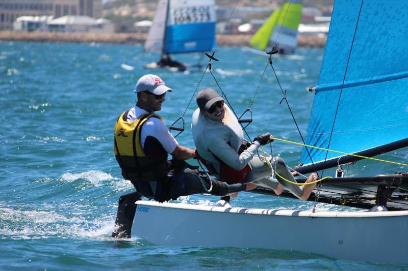 Lance and Lucinda - 2019-20 Australian Hobie Cat Nationals photo copyright Kathy Miles taken at Jervoise Bay Sailing Club and featuring the Hobie 16 class