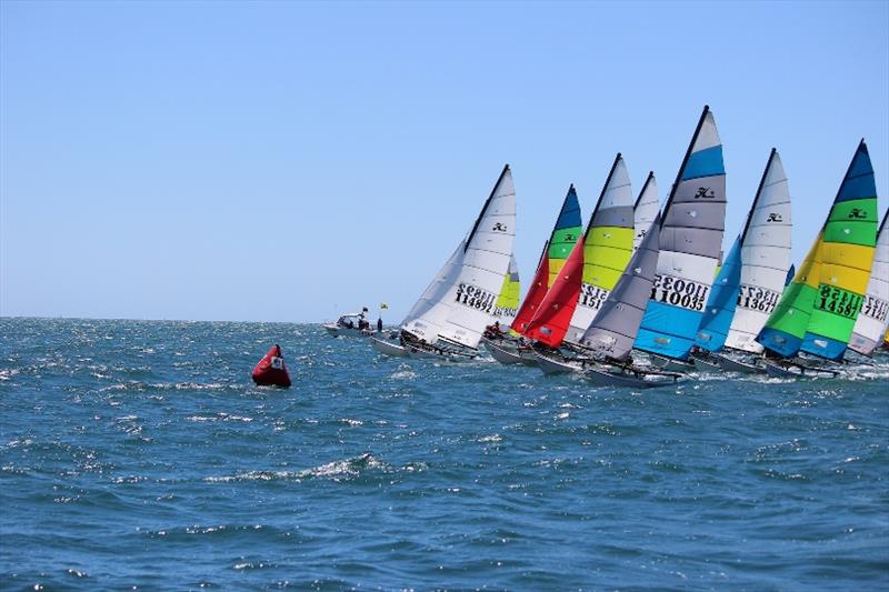 Glorious conditions for Hobie Cat racing at Jervoise Bay - 2019-20 Australian Hobie Cat Nationals photo copyright Kathy Miles taken at Jervoise Bay Sailing Club and featuring the Hobie 16 class