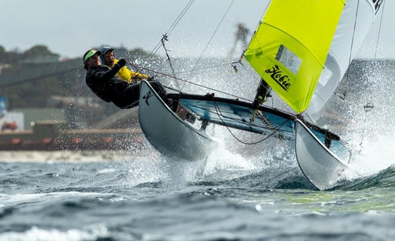 Phil and Annika - 2021 WA Hobie Cat State Championships photo copyright Drew Malcolm taken at Esperance Bay Yacht Club and featuring the Hobie 16 class