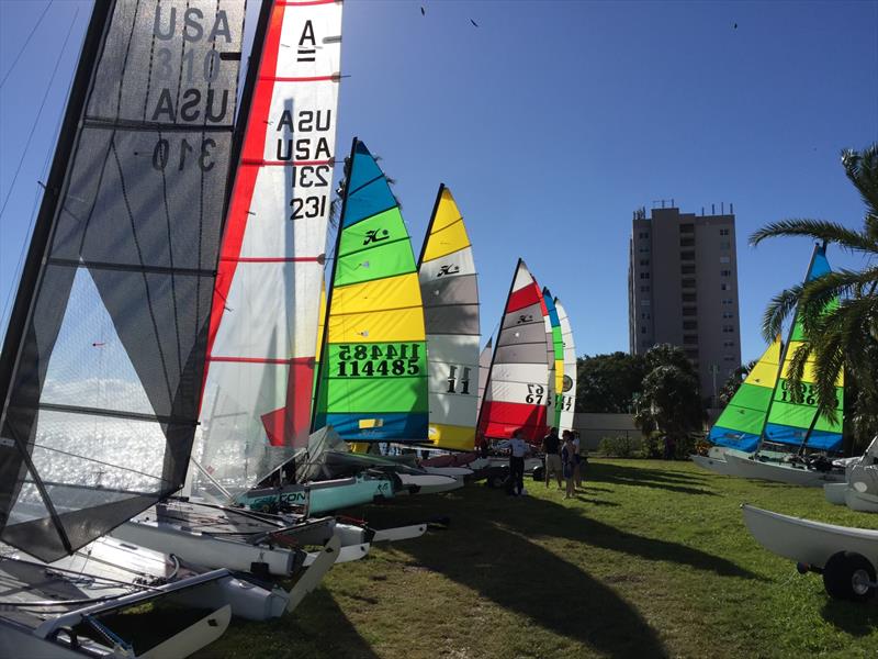 Dinghy park action at Bluster on the Bay photo copyright Bluster on the Bay taken at New York Yacht Club and featuring the Hobie 16 class