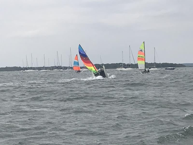 Pitchpole in strong wind during the 2022 British National Hobie 16 Championship photo copyright Hazel Beard taken at Poole Yacht Club and featuring the Hobie 16 class