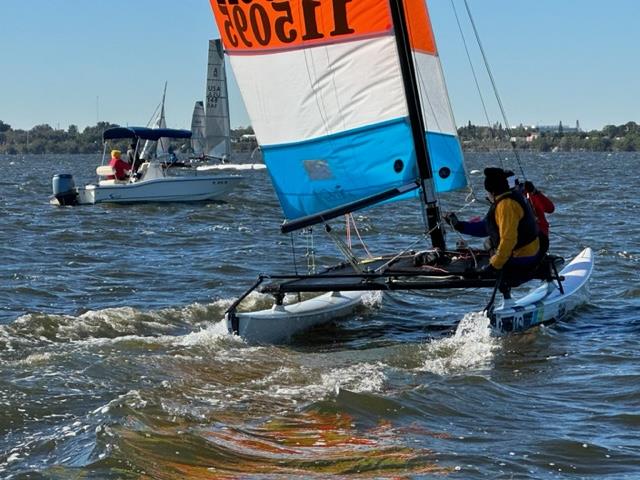 Racecourse action at the Bluster Regatta photo copyright Lisa Herendeen /Hobie Division 8 taken at American Yacht Club, New York and featuring the Hobie 16 class