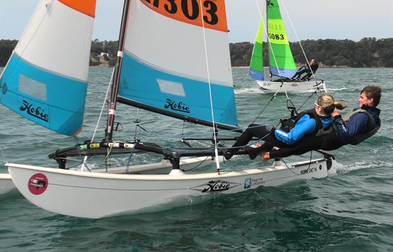 Day 2 - Investec Channel Islands Hobie Cat Championships in Jersey photo copyright Mic Trehorel taken at Royal Channel Islands Yacht Club and featuring the Hobie 16 class