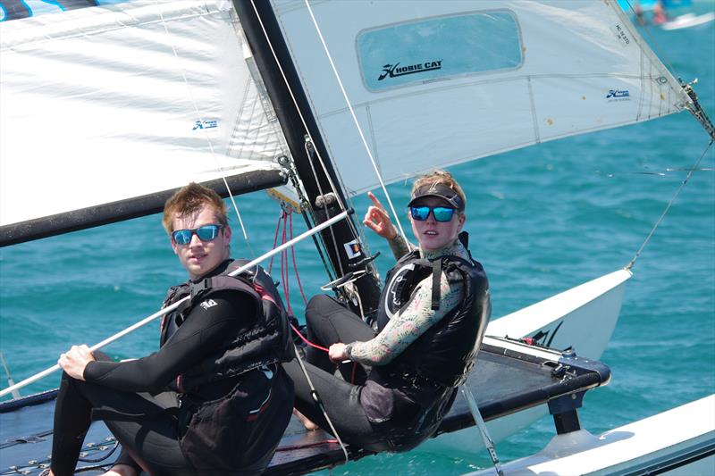 Day 1 - Investec Channel Islands Hobie Cat Championships in Jersey photo copyright Carin Washington taken at Royal Channel Islands Yacht Club and featuring the Hobie 16 class